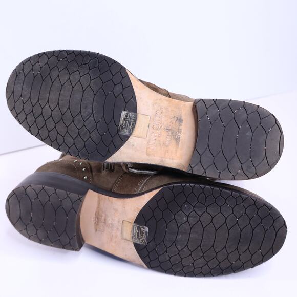 JIMMY CHOO Blyss Studded Suede Booties Brown Ankle Moto Boot Women's 36/US 6 - Picture 6 of 8